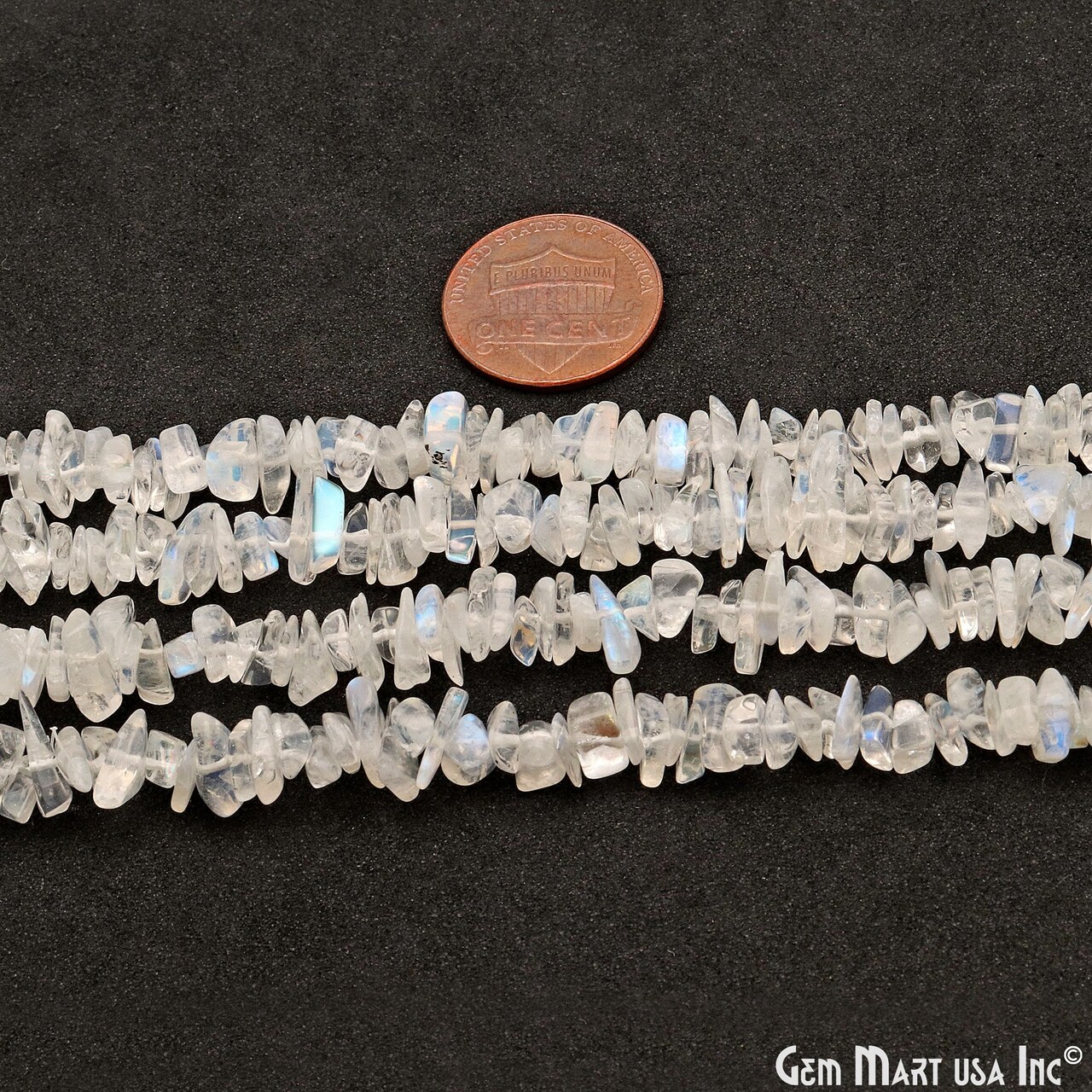 Rainbow Moonstone Chip Beads, 34 Inch, Natural Chip Strands, Drilled Strung Nugget Beads, 3-7mm, Polished, GemMartUSA (CHRM-70001)